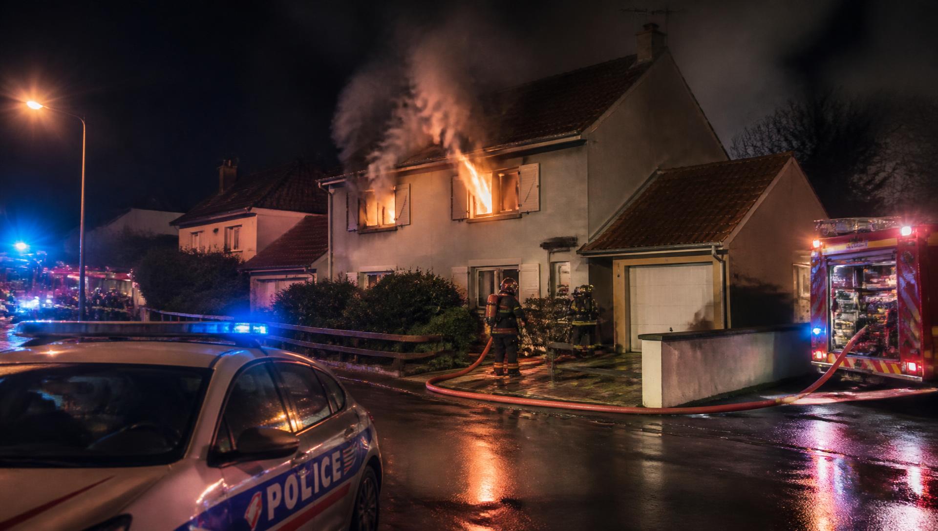 Maison en flammes