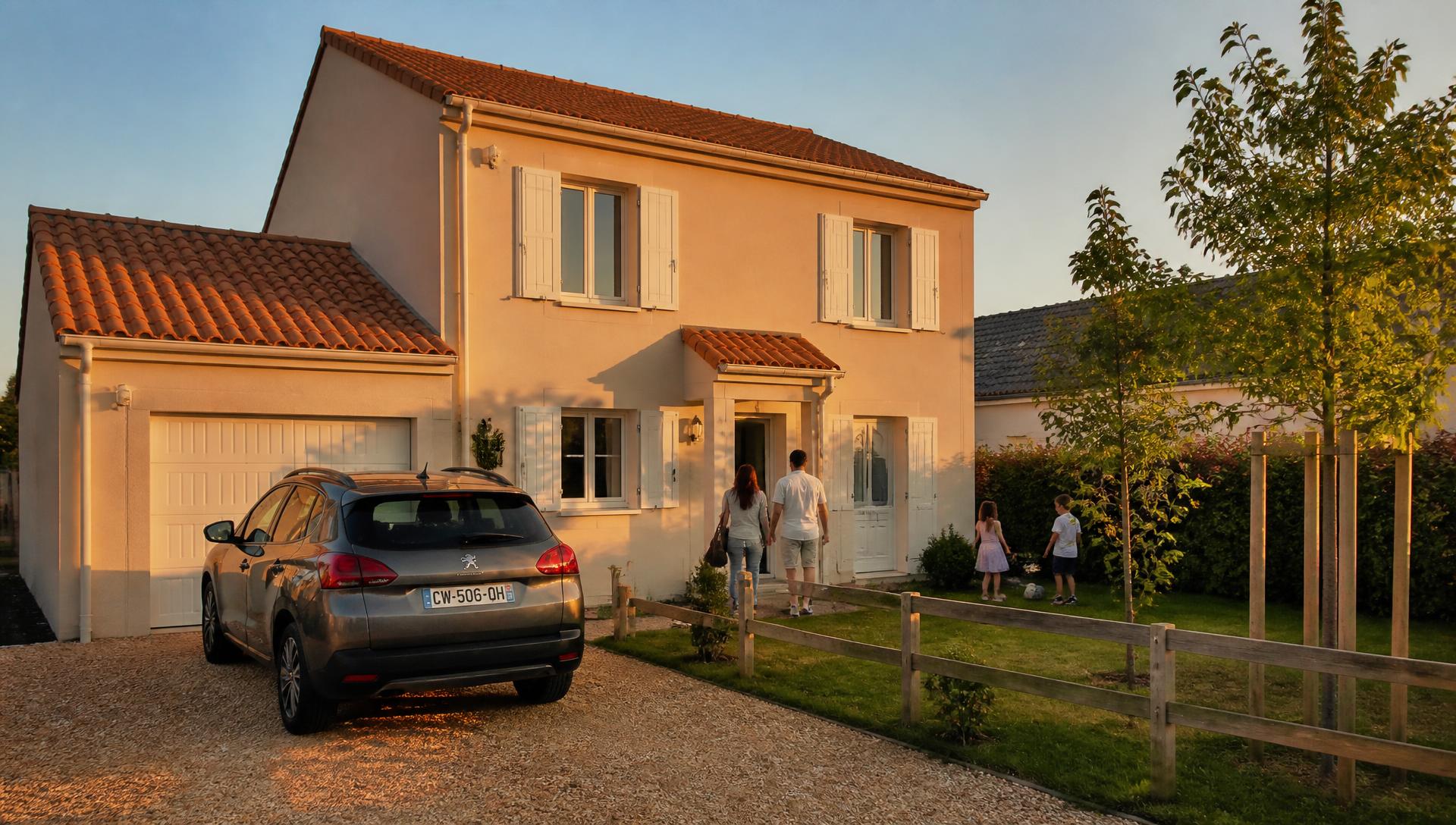 Maison restaurée au coucher du soleil